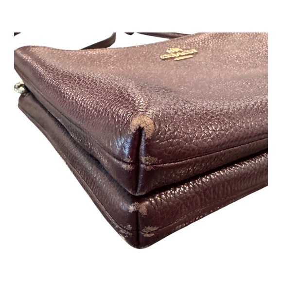 Coach‎ Lyla Crossbody Bag Pebble Leather Double Zip Burgundy Purse Handbag - Picture 4 of 10